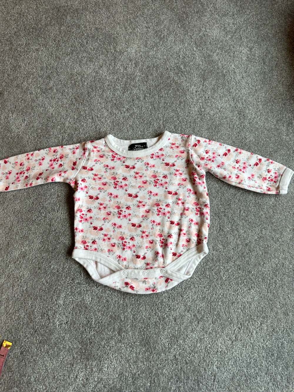 Baby Girl White One-Piece Bodysuit with Pink Floral Print